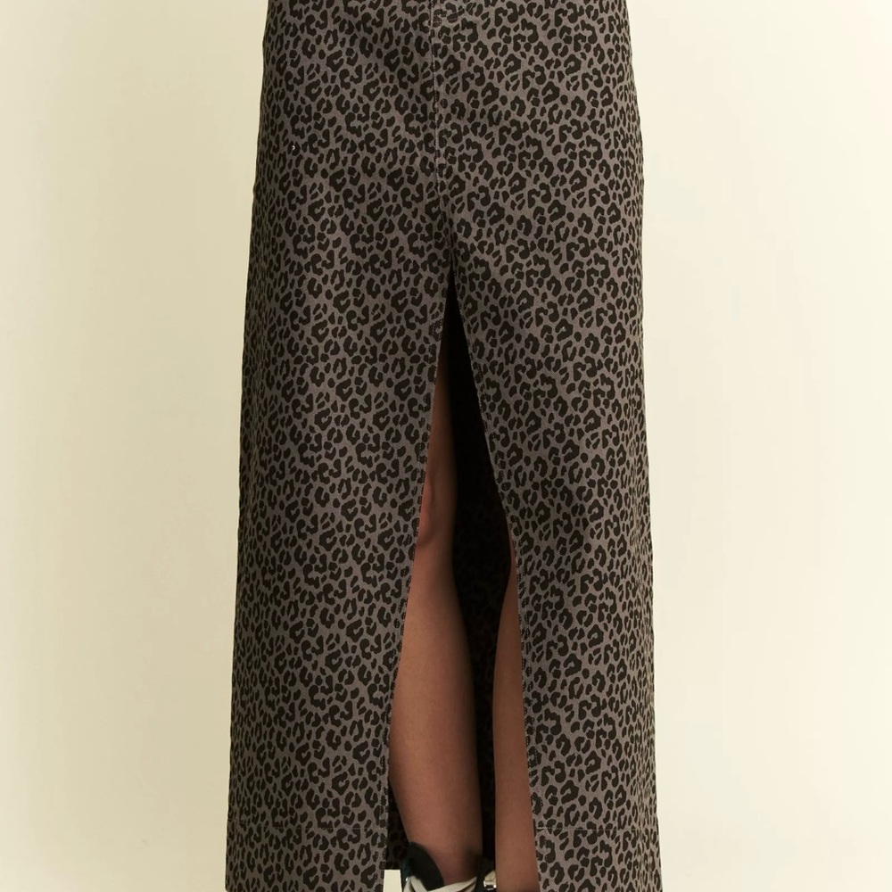 Leopard Print Denim Skirt